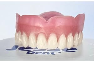 JESSE DENT Temporary Immediate Upper Denture False Teeth for Quick Replacement - Easy to Use Dentures for Women/Men with Natural Smile in Minutes/Medium-Large