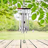 punada Premium Wind Chimes Outdoor, 22” Amazing Grace Wind Chimes for Outdoor Indoor Patio Garden Balcony, Beautiful Outdoor Decor (Silver)