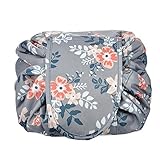 Portable Drawstring Cosmetic Bag Large Capacity Lazy Travel Makeup Pouch magic Toiletry Bag for Womens Girls,Light Gray