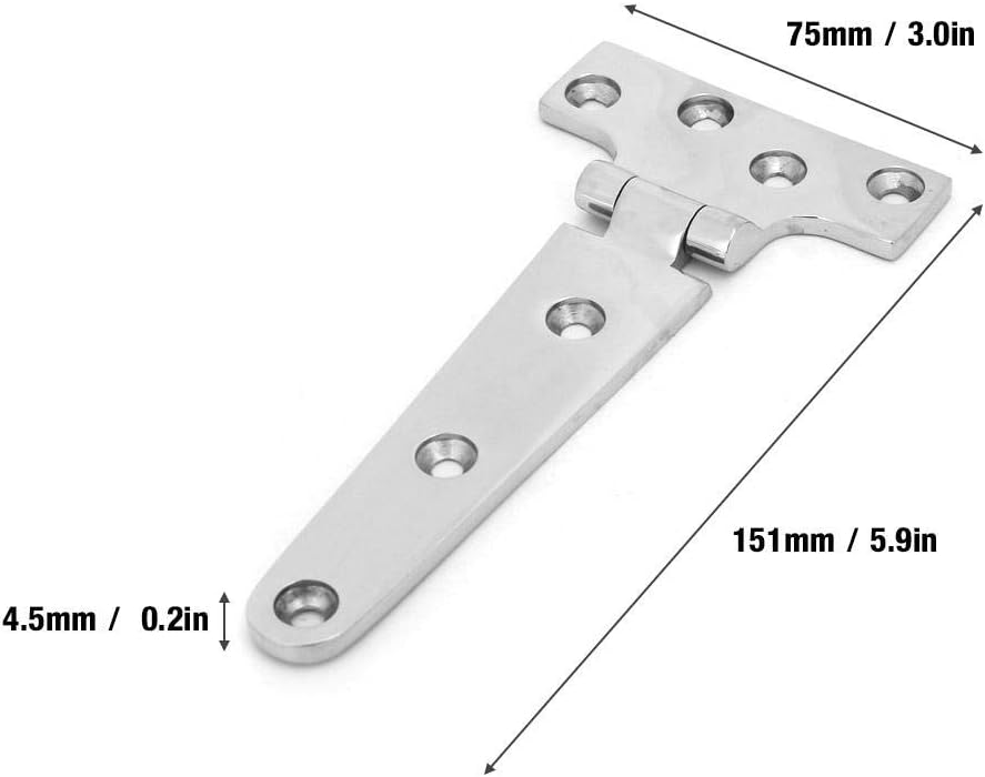 Hilitand T-Type Polished Stainless Steel Cabinet Door Hinge 151 * 75 * 4.5mm - Image 3