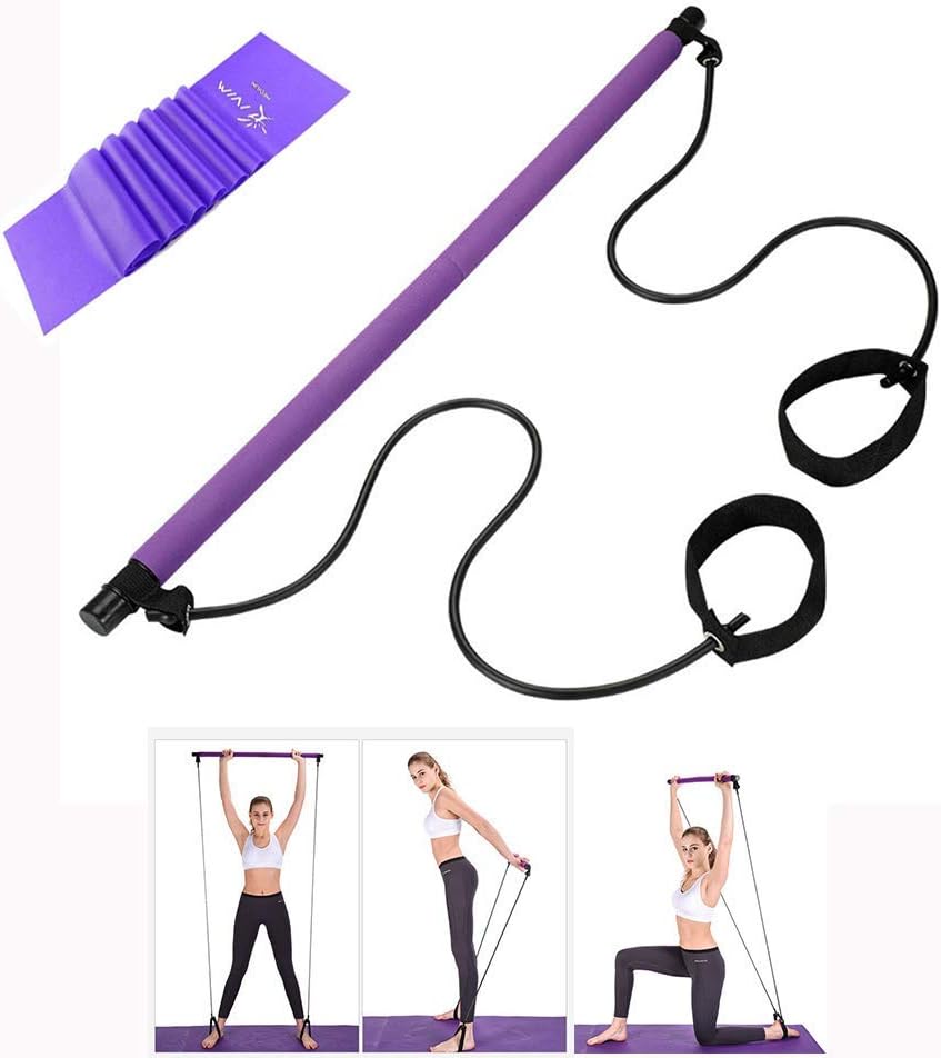 Risefit Portable Pilates Bar Kit with Resistance Band,Arm Strength Training Gym Stick Yoga Exercise Bar