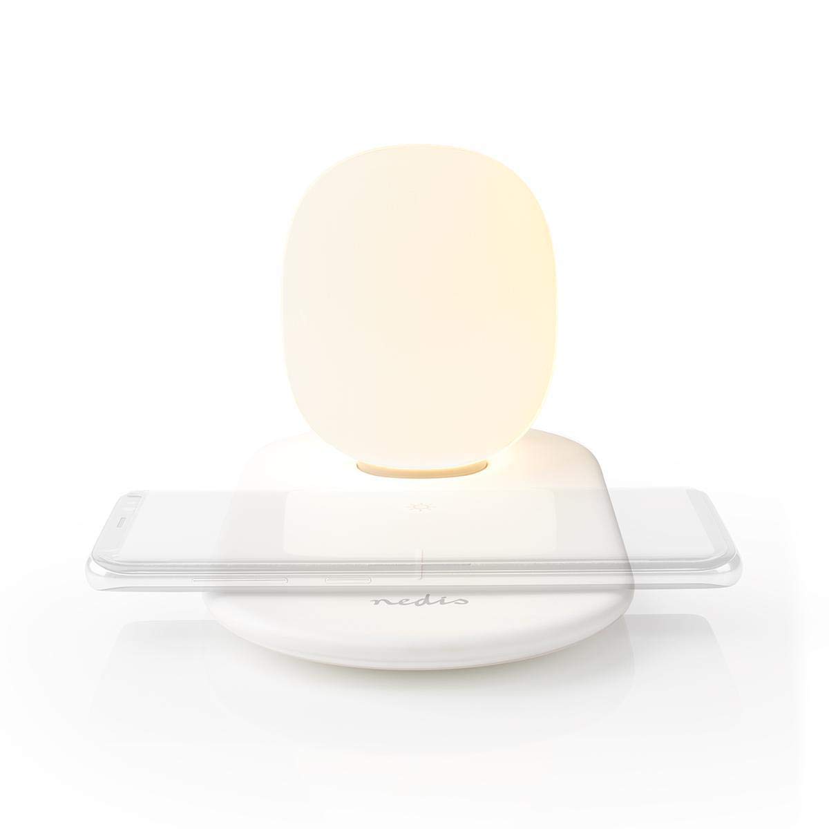 NEDIS LED Lamp with Wireless Charger LED Night Light with Touch Control - Qi Wireless Charger for Smartphone - Soft Touch LED Light - 10W - Night Lighting - Dimmable White 1.00m LTLQ10W1WT