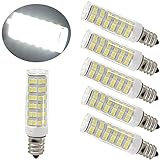 Ulight E11 LED Light Bulb 5W to 6W, 60W 120v/130v Halogen Bulbs Equivalent Mini Candelabra jd E11 Base T3/T4 LED Bulb dimmable for Ceiling Fan, Indoor Lighting-5packs (Daylight White 6000K)