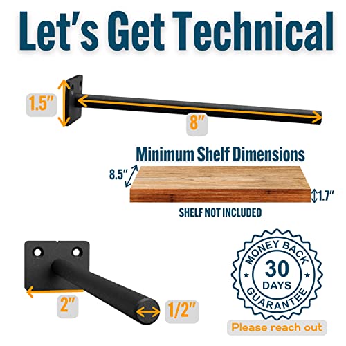 EVALD Original Floating Shelf Bracket 8inch Brackets for shelves