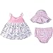 Gerber Baby Girls 3-Piece Sundress, Diaper Cover and Hat Set, Sailboats, 0-3 Months