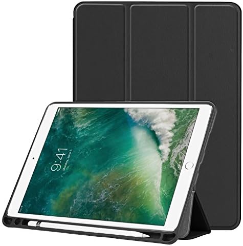 NOKEA iPad Pro 10.5 Case With Built-in Apple Pencil Holder, Lightweight Case Trifold Folding Stand with Auto Sleep/Wake Soft TPU Back Cover for the iPad Pro 10.5 inch 2017 Released (Black)