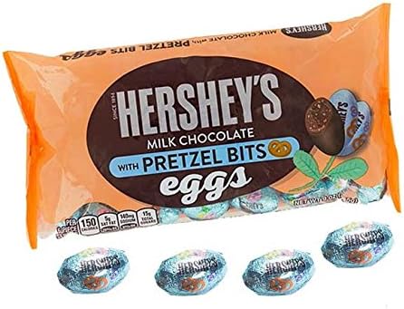 Hershey's Milk Chocolate with Pretzel Bits Eggs Easter Basket Candy Egg Shaped Chocolate Candies