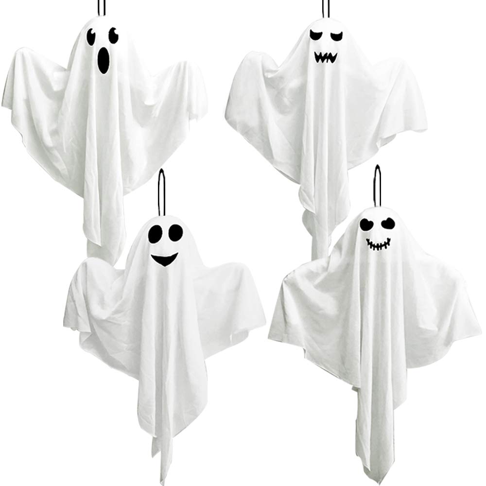 Photo 1 of 4 Pack Halloween Hanging Ghosts, 27.5" Cute Flying Ghost Decorations for Front Yard Patio Lawn Garden Party Décor and Holiday Decorations