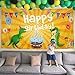 BEESTECH Dinosaur Themed Birthday Party Supplies Supply Favors for Boys Girls Toddlers Baby， Dinosaur Birthday Party Banner Decoration Backdrop Background Tablecloths（Golden）