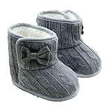 Usstore 1Pair Infant Baby Toddler Bowknot Winter Warm Boots Walker Shoes (0- 6months, Gray)