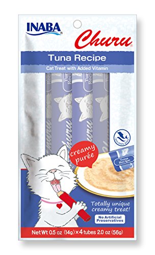 Churu Lickable Purée Natural Cat Treats (Tuna Recipe, 4 Tubes)