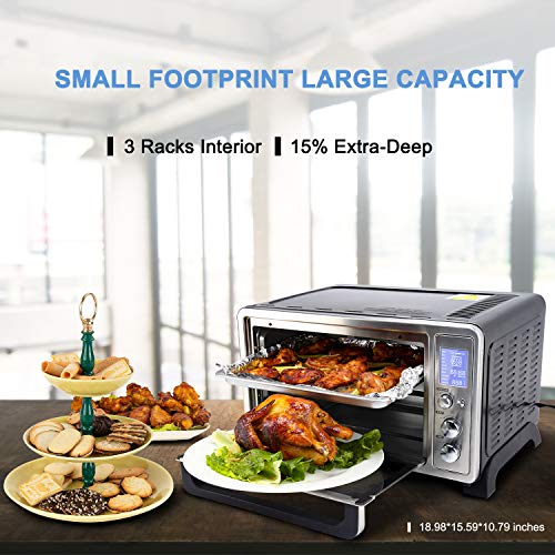 Vestaware Toaster Oven, 27QT Hot Convection & Rotisserie Oven with 10 Presets & 6 Accessories, Baking Pan Broil Rack Rotisserie Fork and Crumb Tray, Non-stick interior, Stainless Steel Countertop Ovens - Thumbnail 4