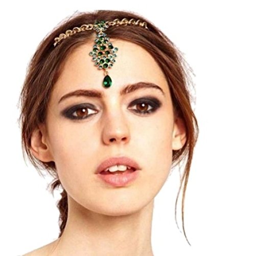 Indian green mang tikka flower forehead hairpin head pi…