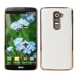 kwmobile Elegant and chic design chrome case for LG G2 in white with synthetic leather cover