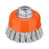 Tacklife PKCB1 3-Inch by 5/8-Inch-11 Knotted Cup Brush 14,000 RPM Wire Wheels - Premium Carbon Steel .020-Inch for Heavy Material Removal - Passed Strict Dynamic Balance Test