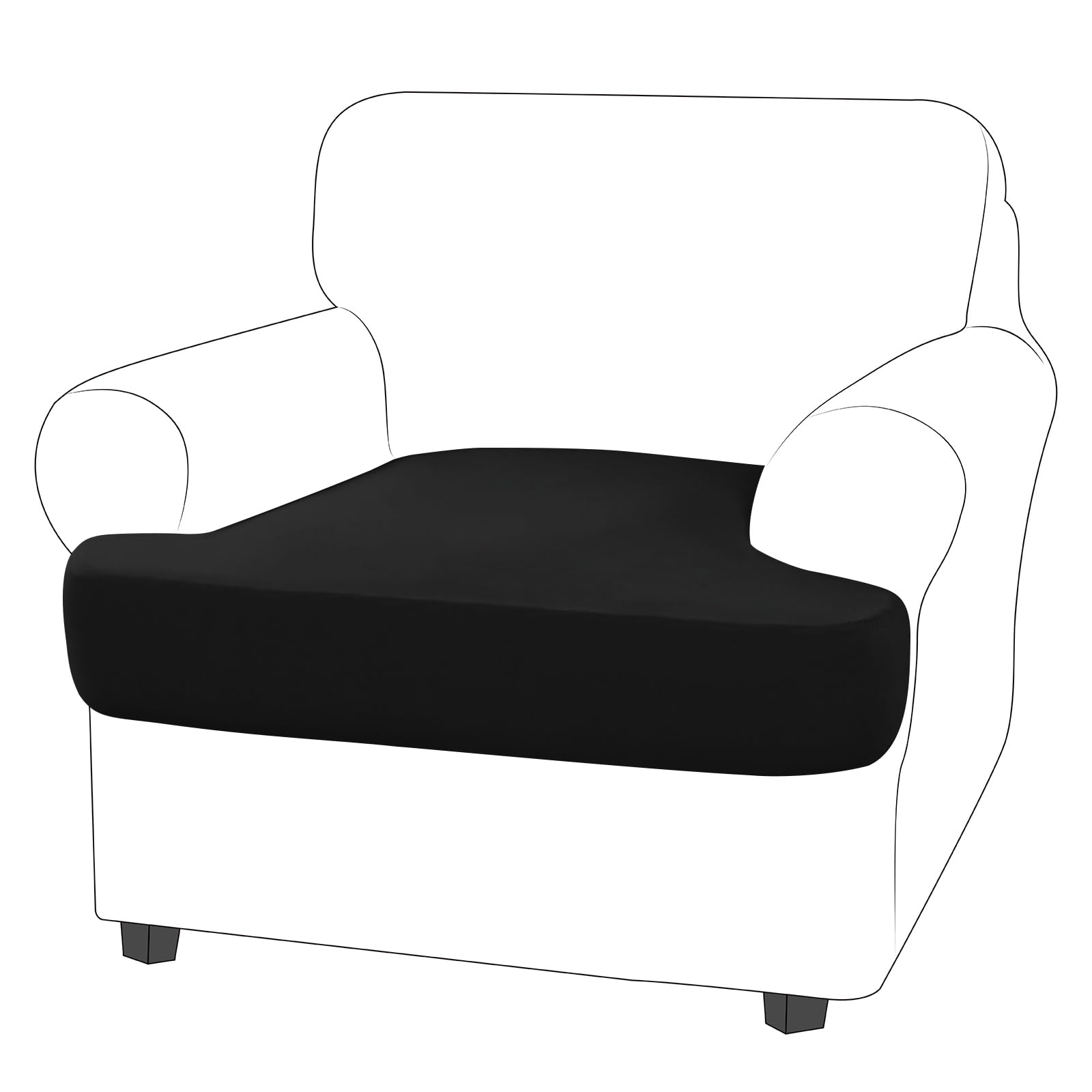 Photo 1 of molasofa T-Cushion Sofa Seat Slipcovers Set, Couch Protector for Sectional, Armchair, Loveseat - Stretch Spandex Fabric (1 Cushion Armchair,Black)