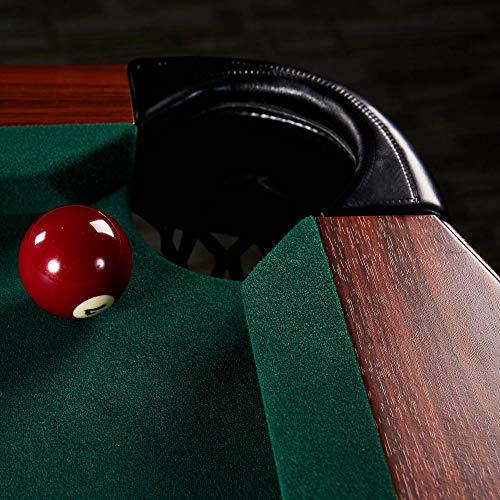 Lancaster 90 Inch Full Size Green Pool Table w/ Leather Pockets, Cues, and Chalk - Thumbnail 5