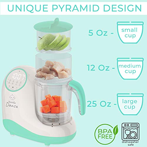 Baby Food Maker Chopper Grinder - Mills and Steamer 8 in 1 Processor for Toddlers - Steam, Blend, Chop, Disinfect, Clean, 20 Oz Tritan Stirring Cup, Touch Control Panel, Auto Shut-Off,110V Only, Green
