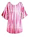 Luna Flower Women's Pleated End Vertical Stripe Cold Shoulder Tunic Tops (CTEW004)