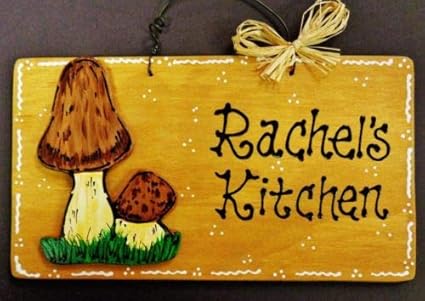 Amazon Com Mushroom Overlay Personalize Kitchen Name Sign Decor
