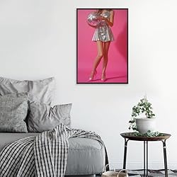 Trendy Disco Ball Canvas Wall Art Funky Pink Preppy