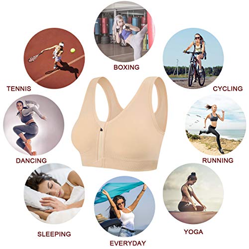 Voqeen-Womens-Zip-Front-Run-Bra-Sports-Bra-Padded-Plus-Size-Sleep-Bras-High-Impact-Support-Yoga-Bralette-Leisure-Stretch-Crop-Tops-Vest