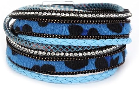 Hmlai Charm Bracelet, Women Elegant Tassel Multilayer Handmade Wristband Leopard PU Leather Bracelet Bangle Jewelry Gifts