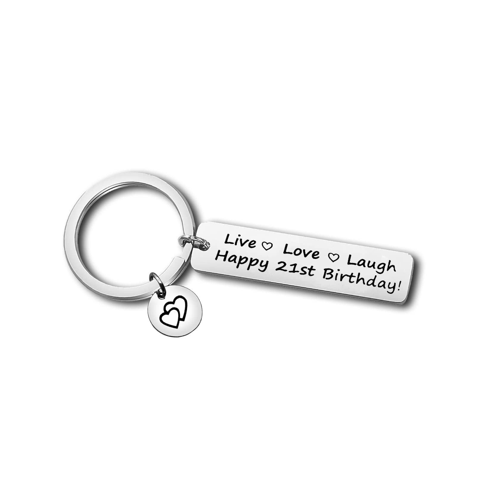 21st Birthday Keyring Gifts for Her Him Happy 21st Gift Birthday Gift for Friends Family Son Daughter Inspirational Happy Birthday Charms Jewelry for Niece Nephew Grandson Granddaughter Goddaughter