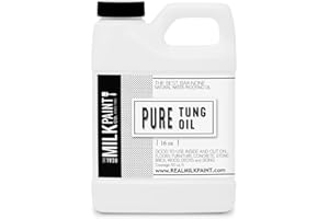 Real Milk Paint, Pure Tung Oil for Wood Finishing, Cutting Boards, Outdoor Furniture, Butcher Blocks, Wood Flooring, Food Grade, Waterproof, 16 oz