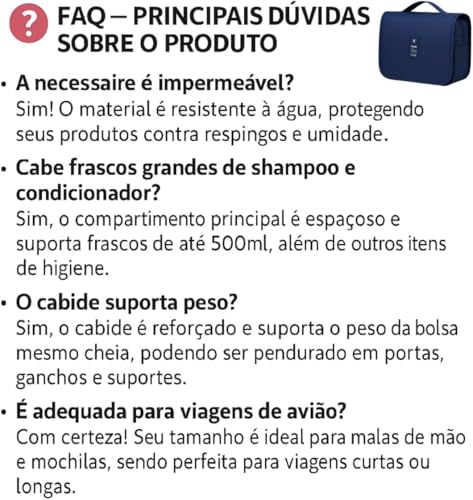 Bolsa Necessaire Maquiagem Cosméticos Feminina Viagem Com Divisória e Cabide para Pendurar Organizador de Maquiagem Muito Espaço para Maquiagem Shampoo Perfumes Higiene Pessoal (Preto)