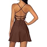 QINSEN Womens Two Pieces Tennis Dress with Shorts Workout Open Back Active Golf Dresses