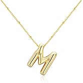 evoklo Gold Bubble Letter Necklace with Initials, Alphabet Pendant Necklace for Girlfriend Charm Balloon Letter Necklace Fashion Jewelry for Women