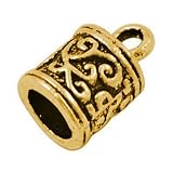Pack Of 20 x Antique Gold Plated Alloy 6mm Kumihimo Tibetan End Caps - (HA03275) - Charming Beads