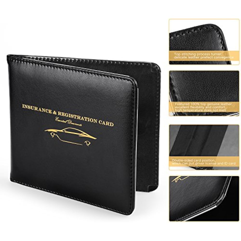 Slim Thin Leather Wallet Holder For Auto Car Insurance
