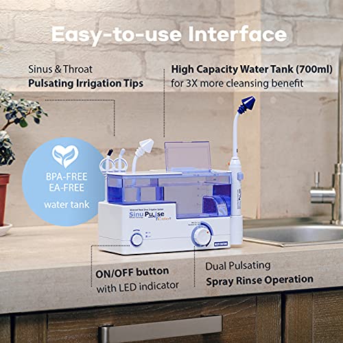 SinuPulse Elite Advanced Nasal Irrigation System with 30 SinuAir Saline Packets, Pulsating Nasal Congestion Relief & Sinus Rinse Machine, More Effective Than Neti Pot or Nose Spray