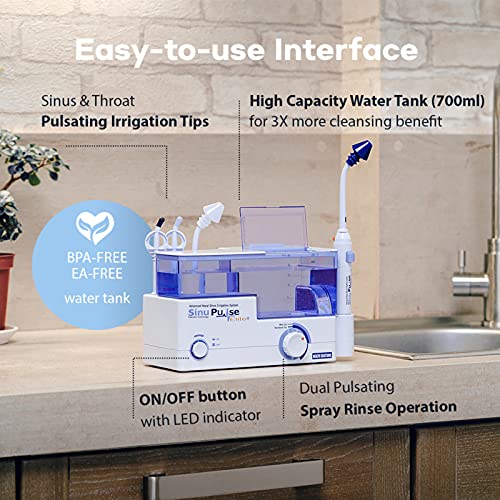 Health Solutions SinuPulse Elite Advanced Nasal Irrigation System with 30 SinuAir Saline Packets, Pulsating Nasal Congestion Relief & Sinus Rinse Machine, More Effective Than Neti Pot or Nose Spray