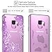 Casetego Compatible Galaxy S9 Case,Clear Glitter Bling Shiny Soft Flexible TPU Case Rubber Silicone Skin with Flowers Floral IMD Printed Back Cover for Samsung Galaxy S9-Bling Purple