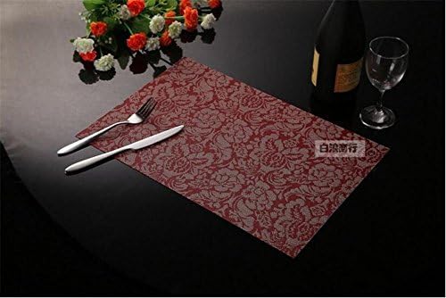 ZHUODIAN Rose Jacquard Home Placemat Jacquard Weave Dining Table Insulation Pads Pvc Table Mats Resistant To Dirt Wholesale Bowl Pad Coaster Plate Pad , Black