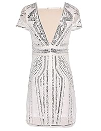 Vestido sin espalda con lentejuelas y lentejuelas vintage de los años 20