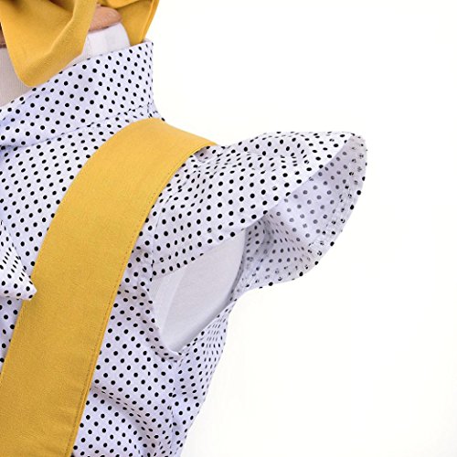 3Pcs Toddler Infant Baby Girls Cute Dot Print Tops T Shirt Strap Skirt Headbands Outfits Set (Yellow, 3T(2-3 Years))