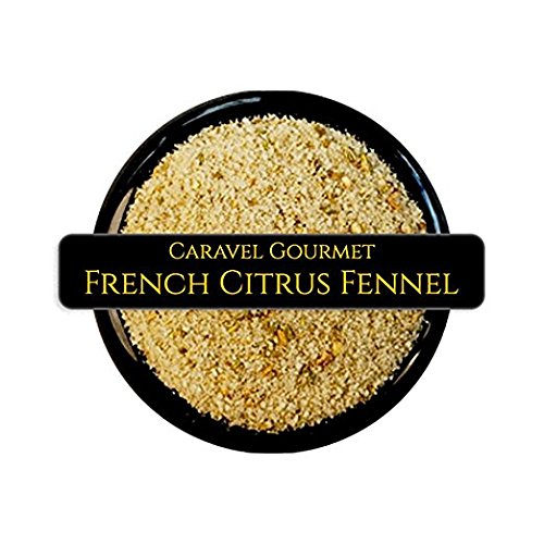 French Citrus Fennel Sea Salt- Pure French Grey Sea Salt Blended W/ Fennel Seeds Orange Peel Coriander & White Peppercorn- Gluten Free No-MSG Non GMO Cooking & Finishing Salt- 8 OZ Total Stackable Jar
