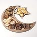 Rustic Wooden Crescent Moon Srar Eid Ramadan Party Food Serving Tableware Dessert Pastry Tray Display Holder Decor Ornament