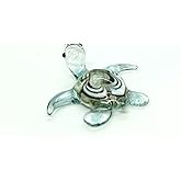 Sansukjai Sea Turtle Tiny Blown Glass Figurines Animals Art Collectible Handmade Gift Home Décor (Green)