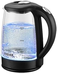 Stariver Electric Kettle Glass Tea Kettle Heater, 2 Liter Large Capacity with LED Light, Auto Shut-Off and Boil-Dry Protection, Stainless Steel Inner Lid and Bottom, Black