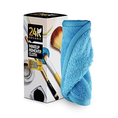 Makeup Remover Cloth by 24K Organic- Chemical Free Cleansing Towel (Blue)