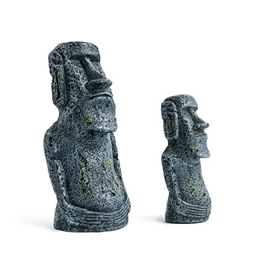 Niteangel Ancient Easter Island Stone Head Aquarium Ornament, Fish Tank Decoration Accessories