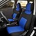 Blue BDK Combo Fresh Design Matching All Protective Seat Covers (2 Front 1 Bench) Ergonomic Steering Cover (1 Piece) Heavy Protection Sleek Graphic Auto Carpet Floor Mats (4 Set)