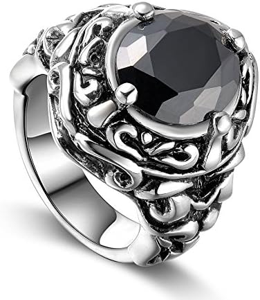 Morsca Sterling Silver 925 Classic Vintage Solitaire Ring Jewelry With Genuine Oval Cut 12x14MM Black Agate (10)
