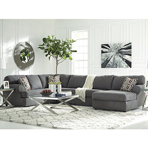 Flash Furniture Signature Design by Ashley Jayceon 3-Piece LAF Sofa Sectional in Steel Fabric