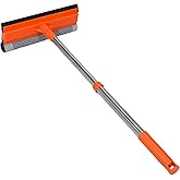 2 in 1 Car Windshield Squeegees with 15.3"-23.6" Retractable Stainless Steel Handle, Windshield Cleaner Tool for Cars, Trucks, Glass Doors, Shower Glass, Outdoor Windows, Orange